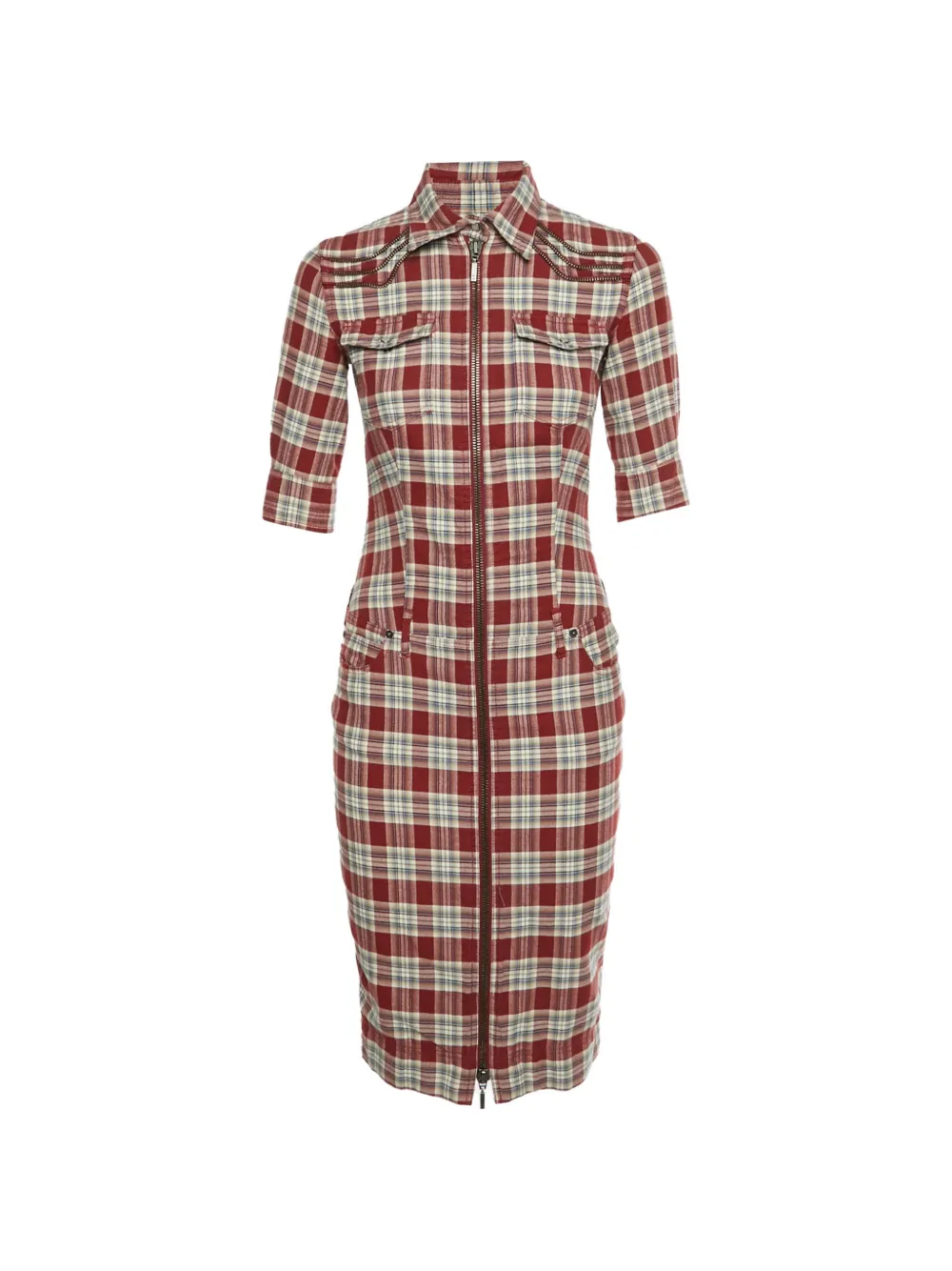 Alexander McQueen Pre-Owned plaid flannel shirt midi dress - Red