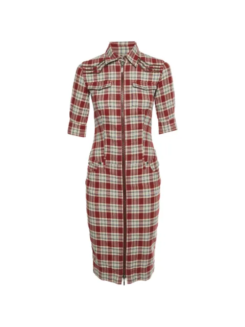 Alexander McQueen Pre-Owned plaid flannel shirt midi dress
