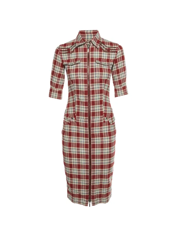 midi flannel shirt dress Essentials Women's Flannel Cotton Midi Dress with Pockets in Red