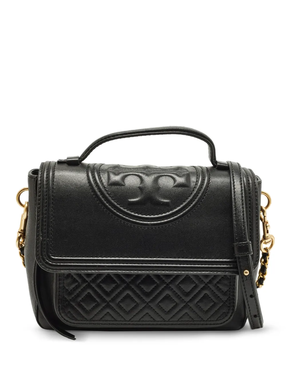 Tory Burch Fleming stitched top tote bag - Nero