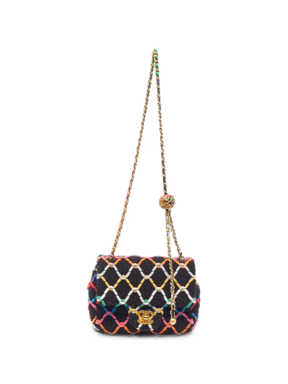 CHANEL Pre-Owned mini Pearl Crush tweed crossbody bag - Nero