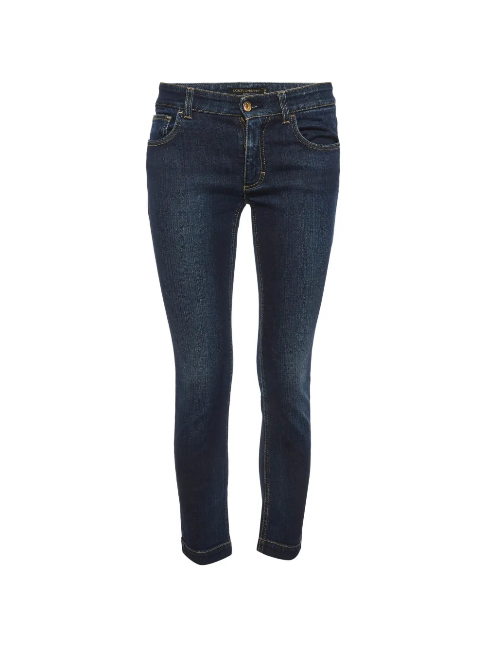 Pre-owned Dolce & Gabbana Cropped Slim-fit Jeans In Blue