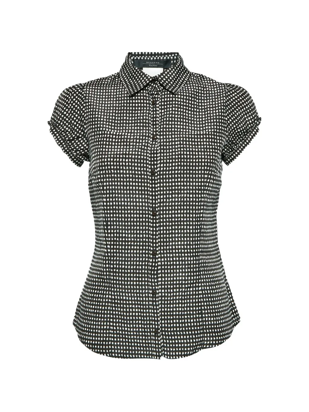 Max Mara check-pattern puff-sleeve blouse - Nero