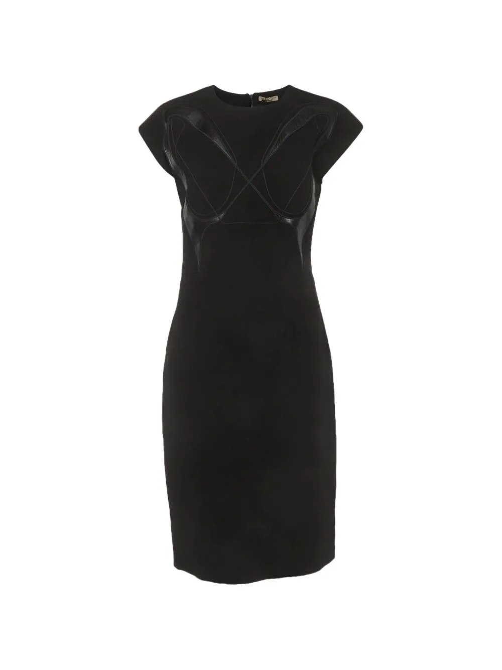 Bottega Veneta Pre-Owned leather-appliqué mini dress - Nero