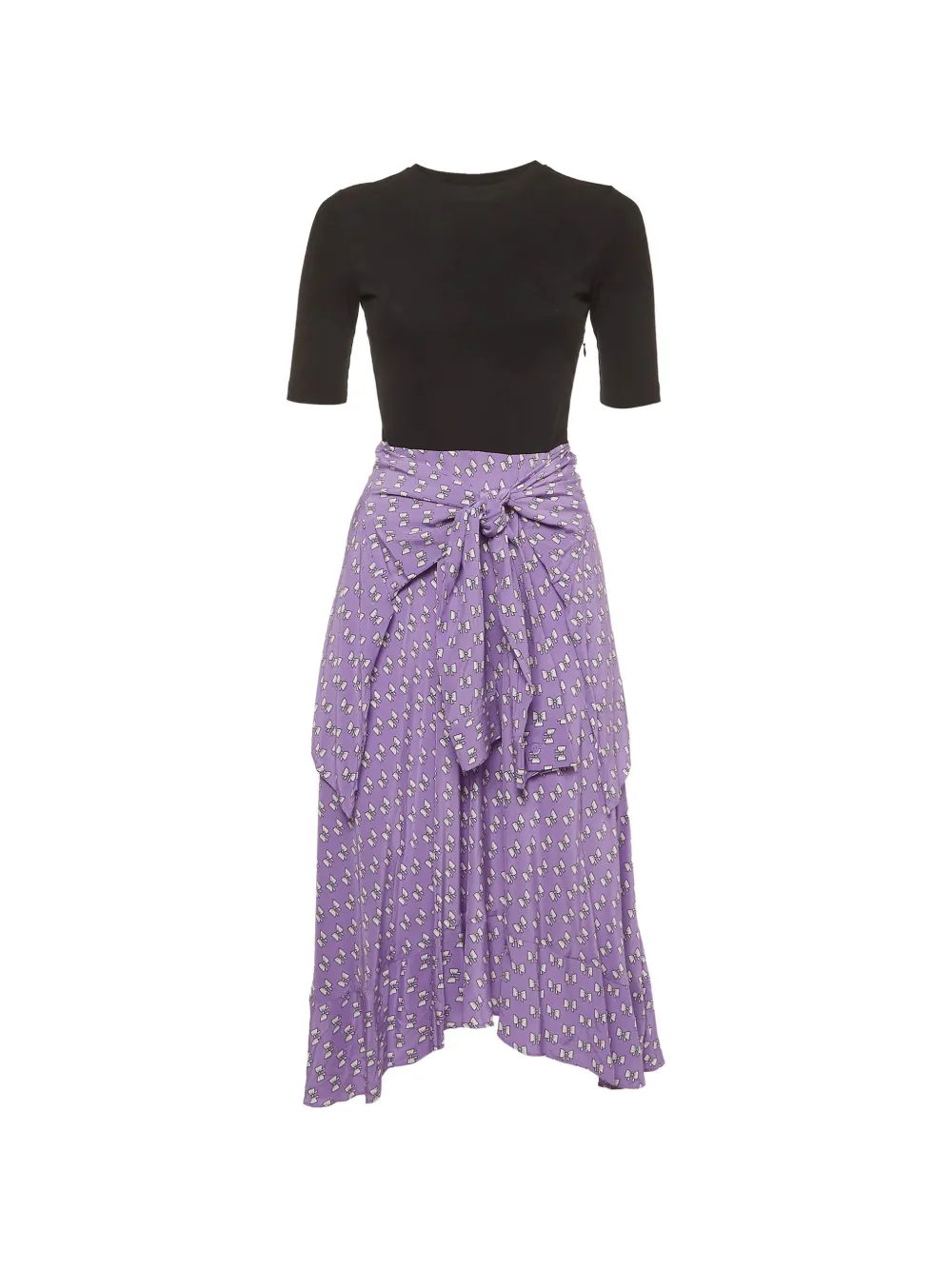 Maje bow-print tie-waist midi dress - Viola
