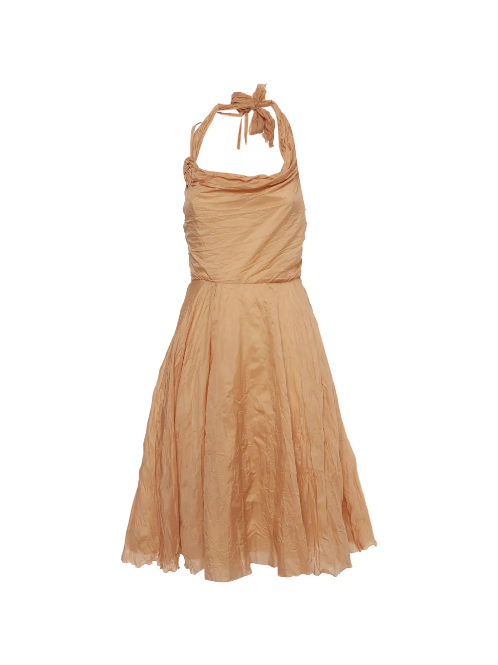 Celine Pre-Owned mini crinkled halterneck dress - Toni neutri