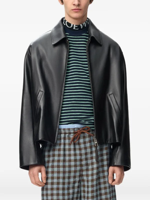 LOEWE zip-up Jacket In Nappa Lambskin | Black | FARFETCH