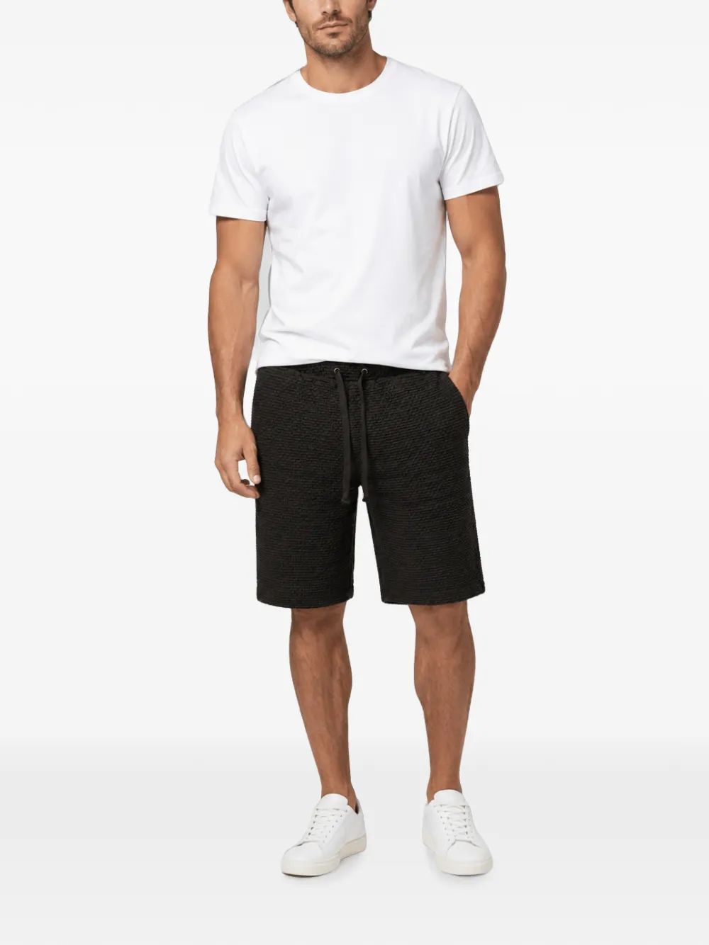 Emporio Armani embossed drawstring shorts - Marrone