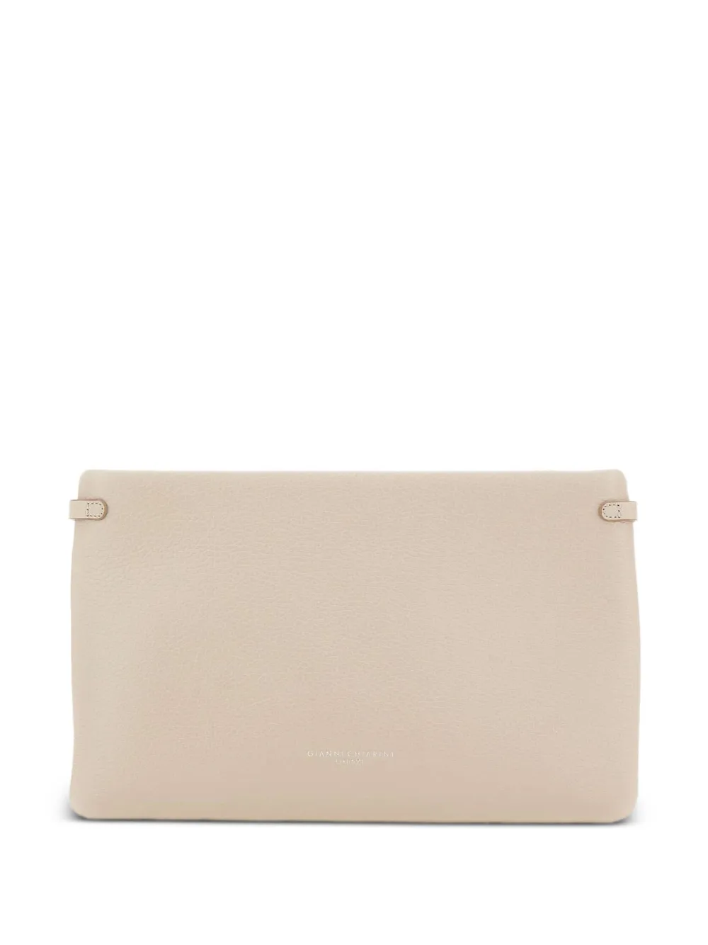 GIANNI CHIARINI Hermy hammered-texture clutch bag - Nude