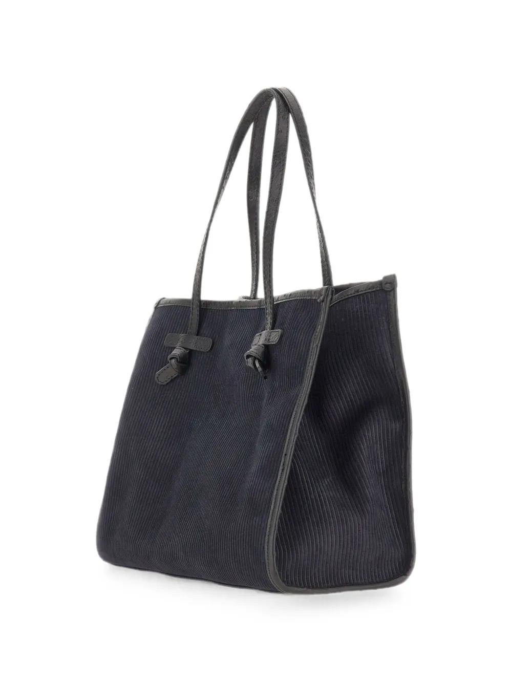 MARCELLA CLUB Marcella ribgebreide suède schoudertas Blauw