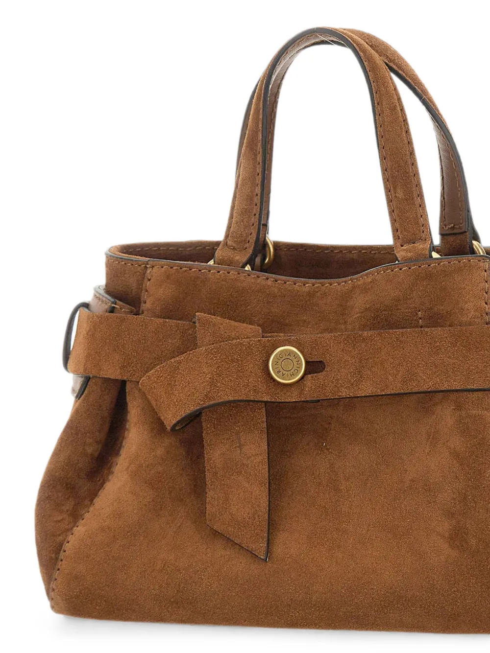 GIANNI CHIARINI Miranda suède shopper met geknoopt detail Bruin