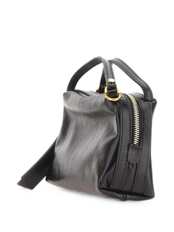 GIANNI CHIARINI Alifa ストライプ レザーショルダーバッグ | ブラック