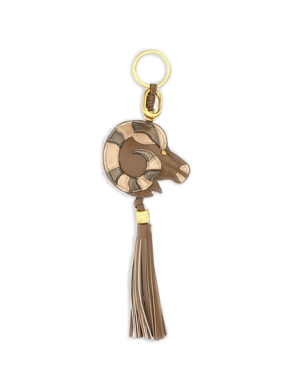GIANNI CHIARINI tassel ram-head keyring - Braun