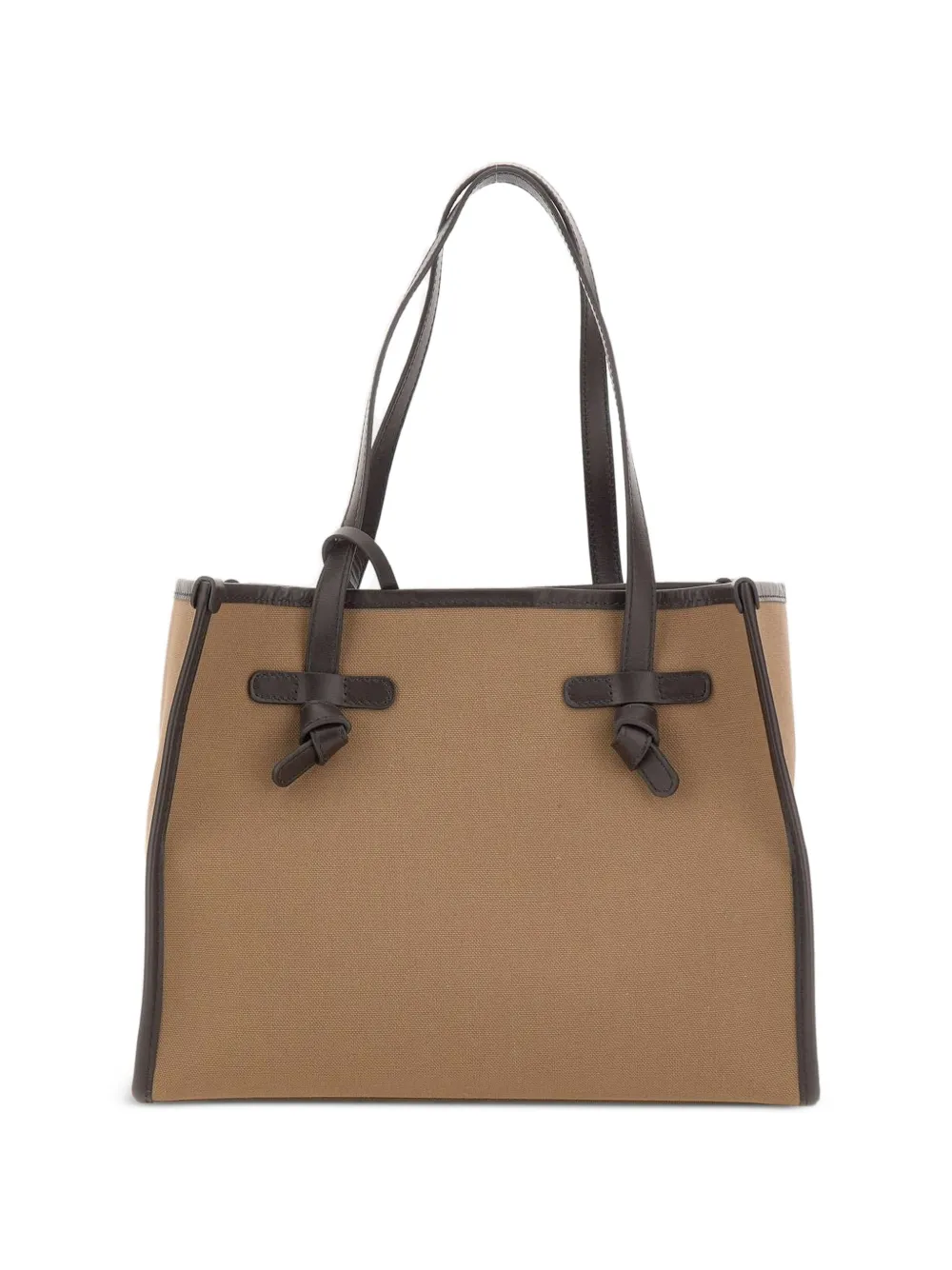 MARCELLA CLUB medium Marcella leather-trim canvas shoulder bag - Toni neutri