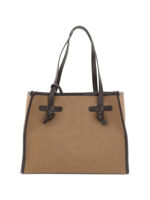 MARCELLA CLUB medium Marcella leather-trim canvas shoulder bag