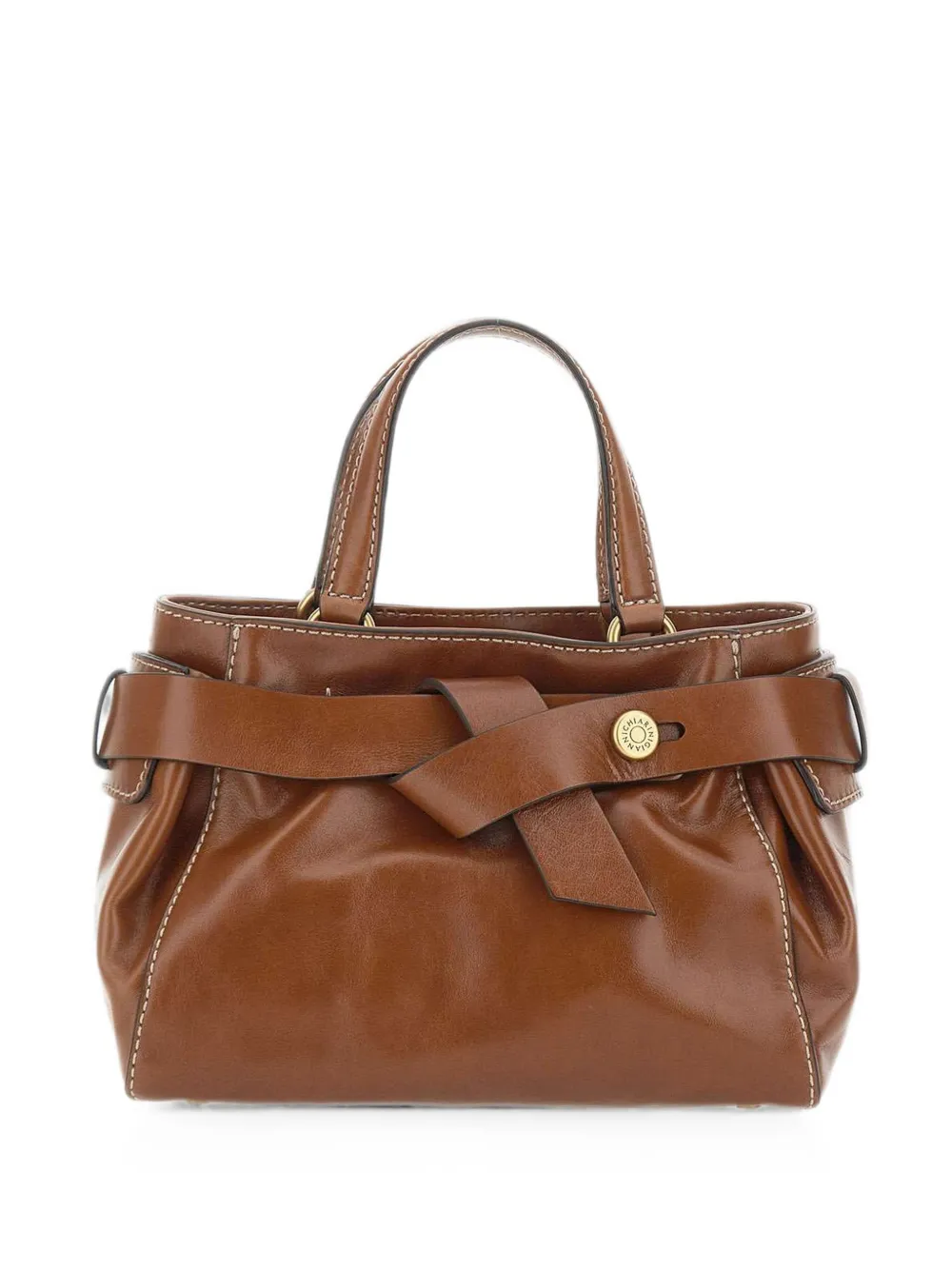 GIANNI CHIARINI small Miranda knotted leather tote bag - Marrone