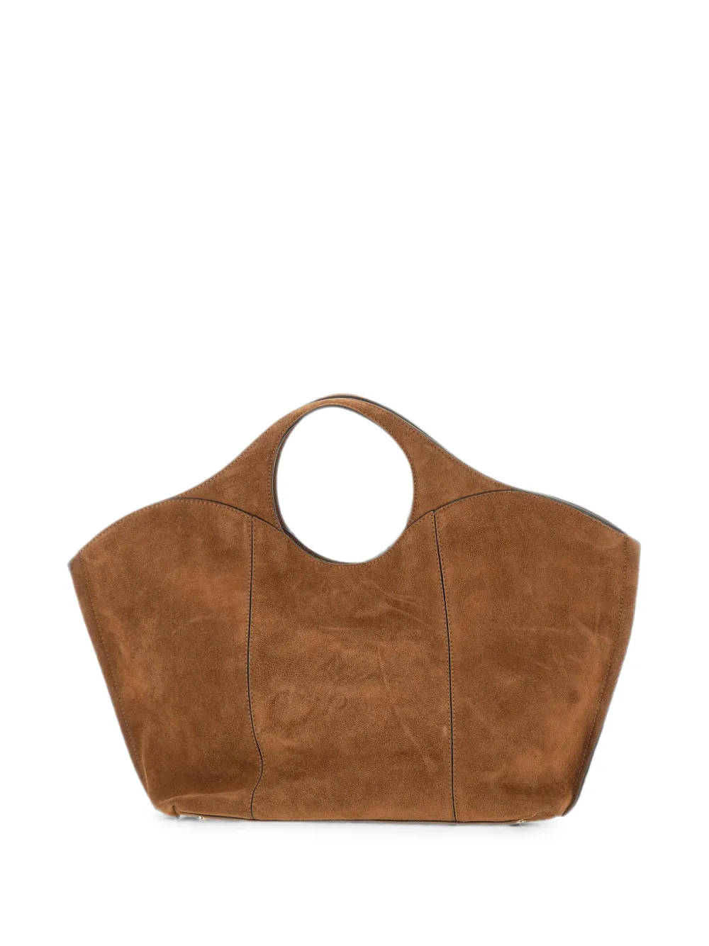 GIANNI CHIARINI Grote Infinity suède shopper met houtje-touwtje sluiting Bruin