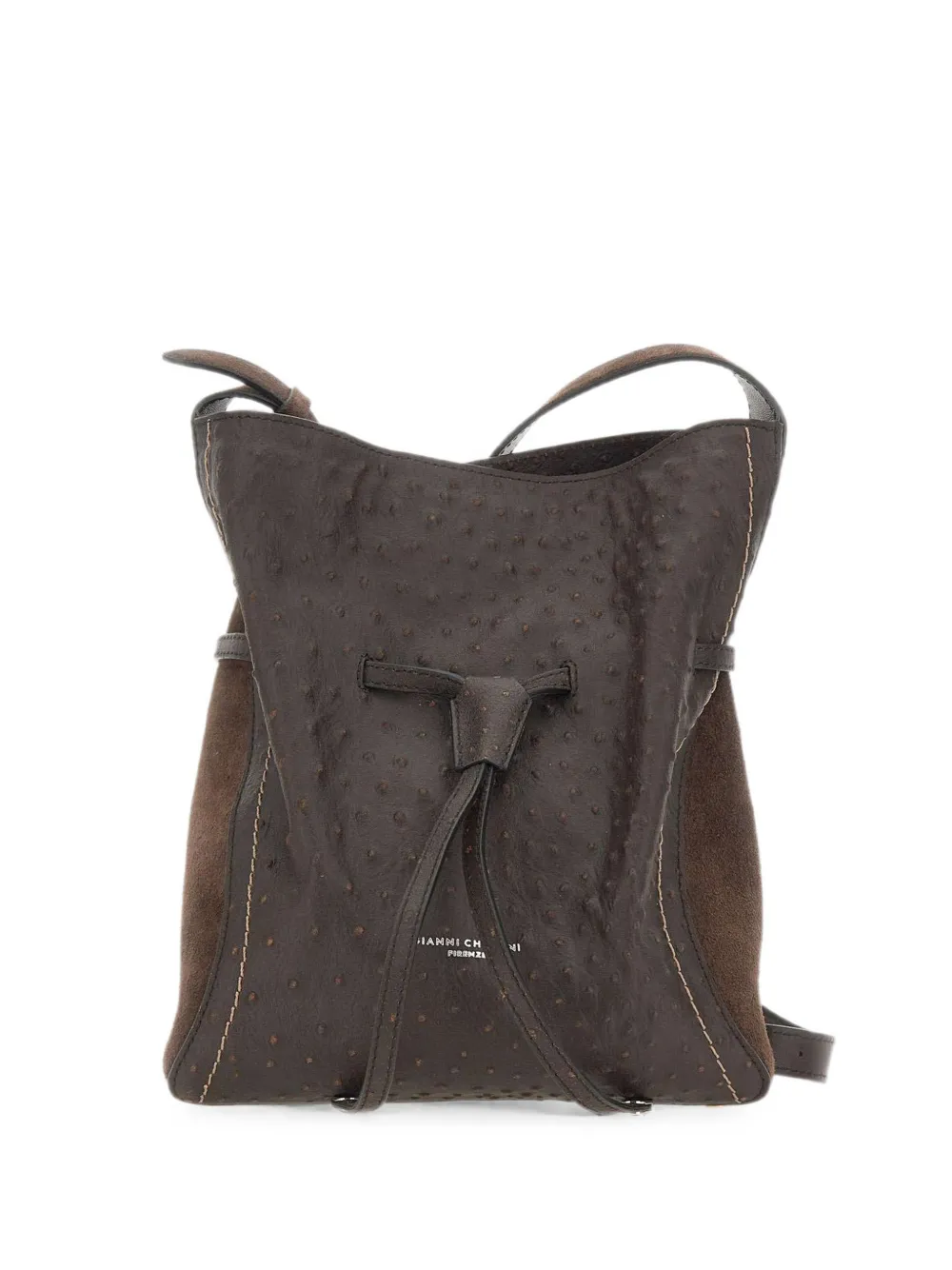 GIANNI CHIARINI Sienna ostrich-effect shoulder bag - Brown