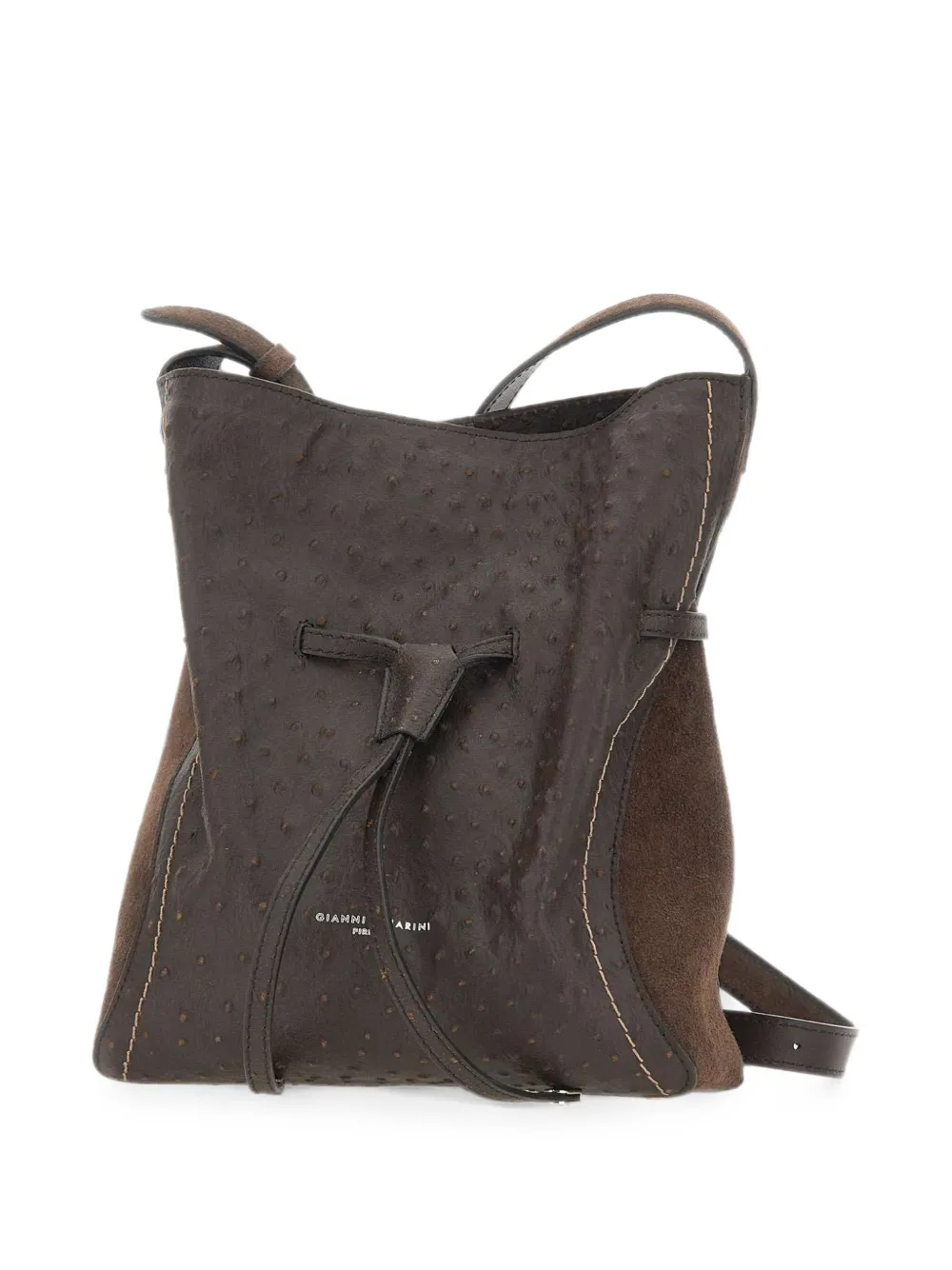 GIANNI CHIARINI Sienna schoudertas met struisvogel-effect Bruin