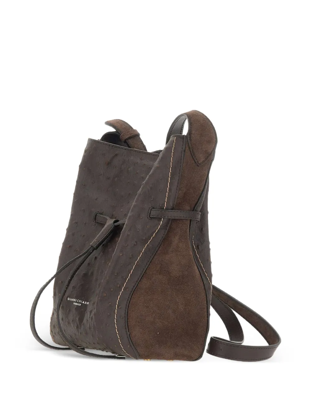 GIANNI CHIARINI Sienna schoudertas met struisvogel-effect Bruin