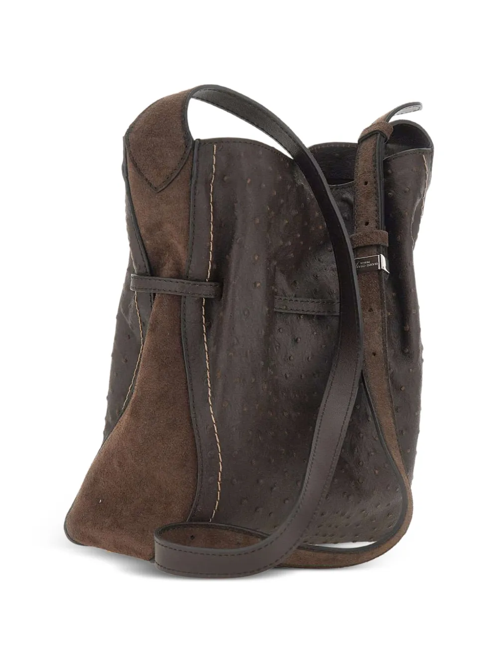 GIANNI CHIARINI Sienna schoudertas met struisvogel-effect Bruin