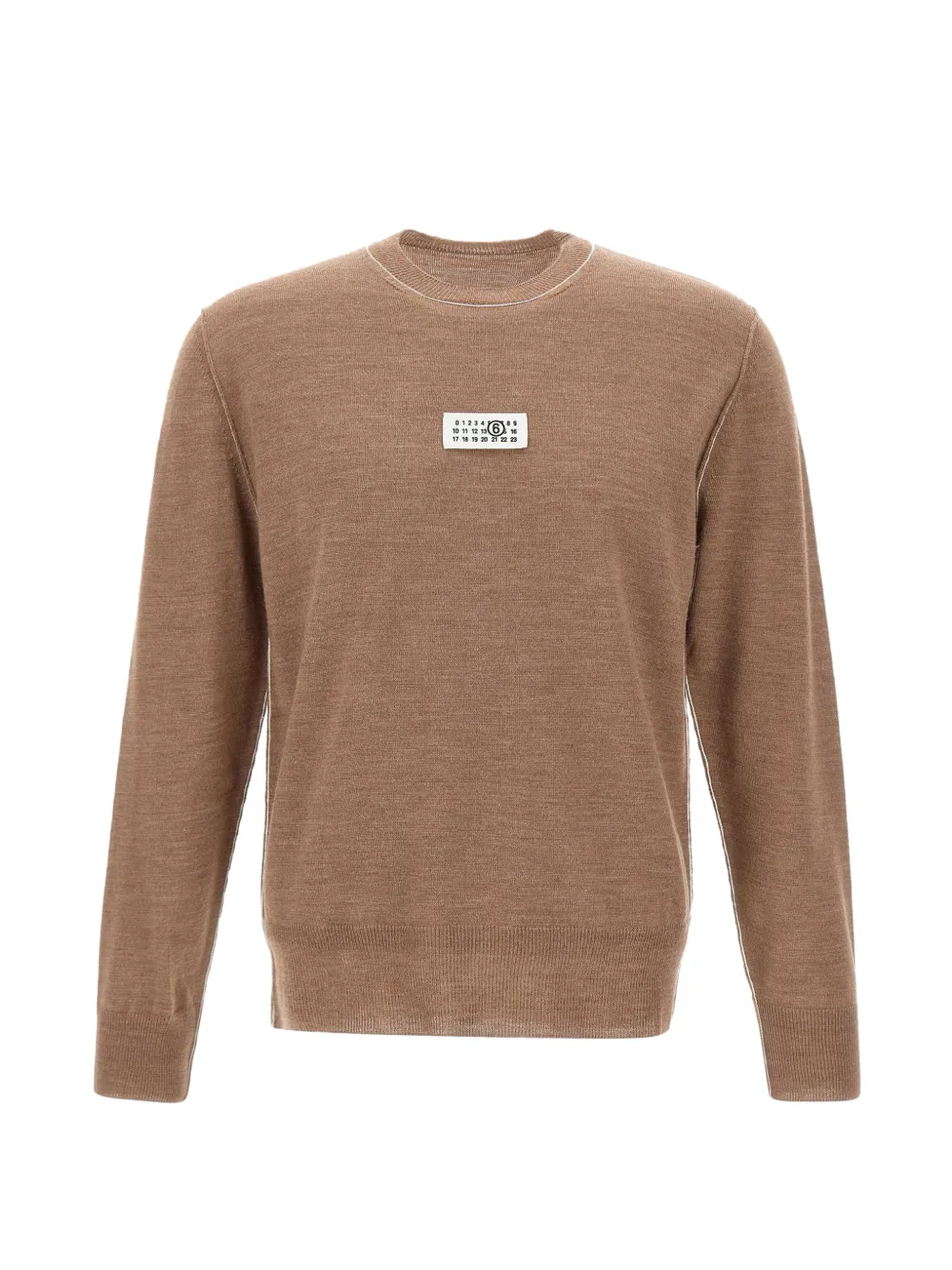 MM6 Maison Margiela contrasting-stitching Numeric-logo sweater - Marrone