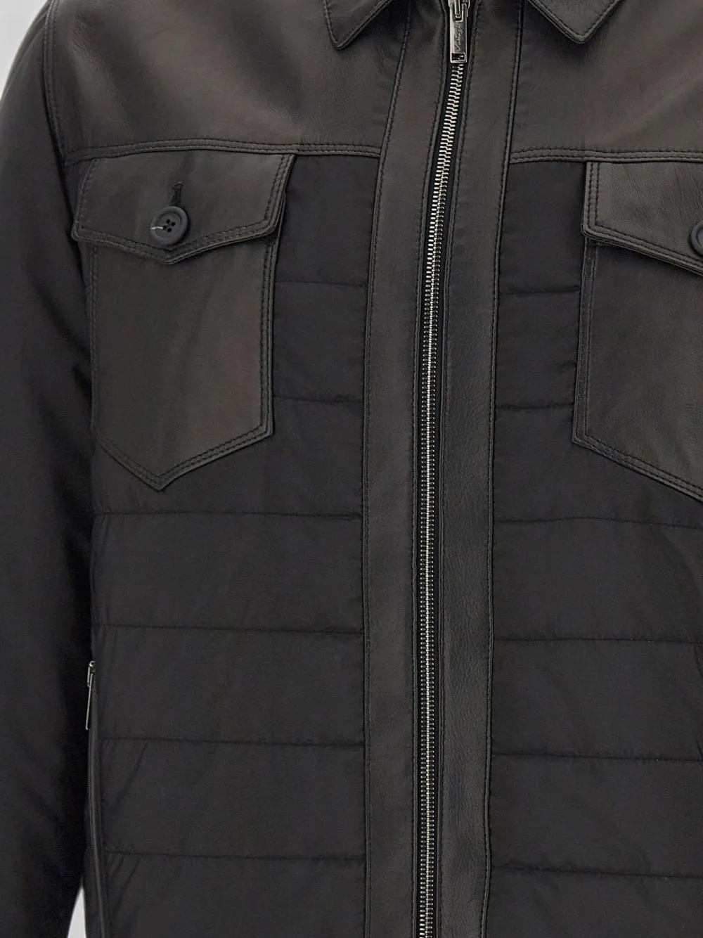 VOLFAGLI Massenzio leather-panelled quilted jacket - Nero
