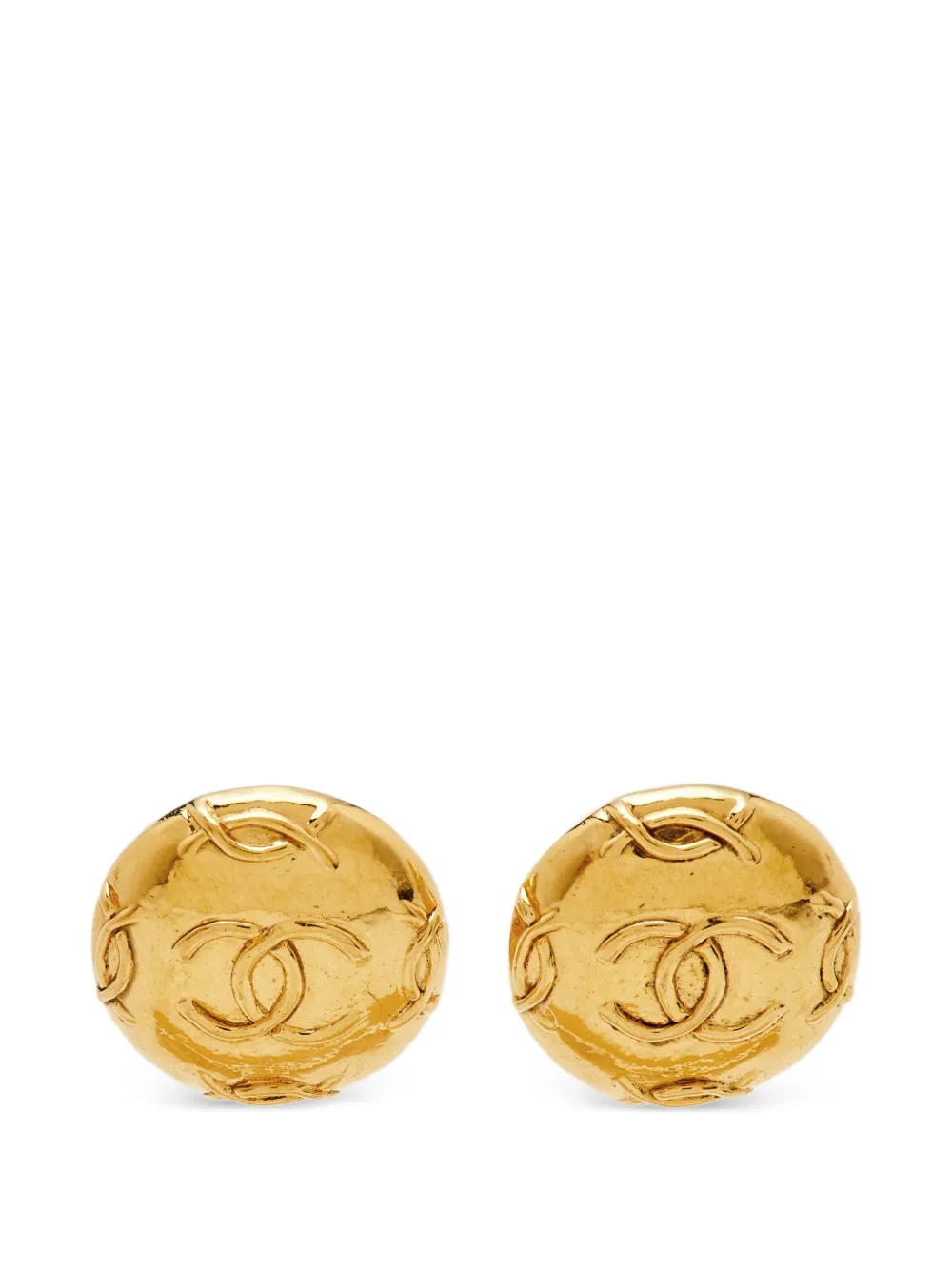 CHANEL Pre-Owned CC motif round clip-on earrings - Oro