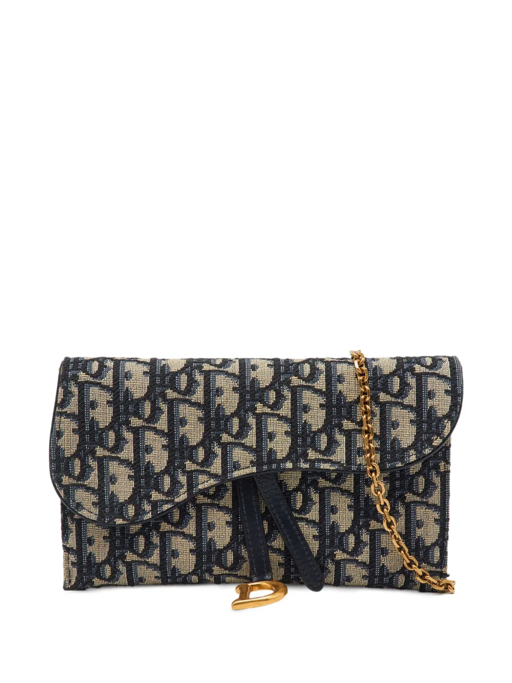Christian Dior Pre-Owned Saddle Oblique-pattern wallet-on-chain - Toni neutri