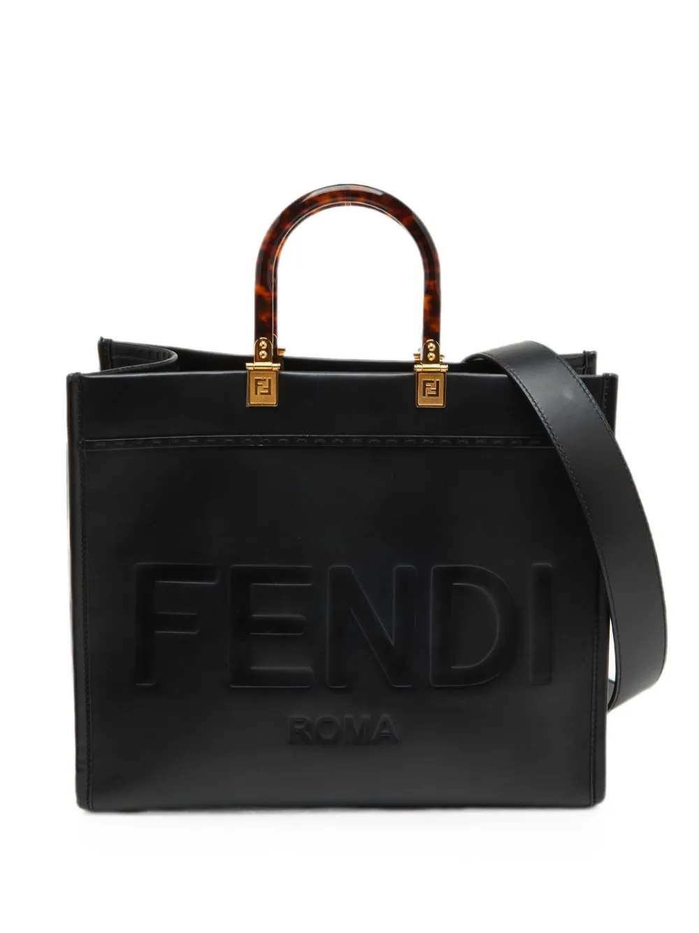 Fendi Pre-Owned 2021 medium Sunshine leather tote bag - Nero