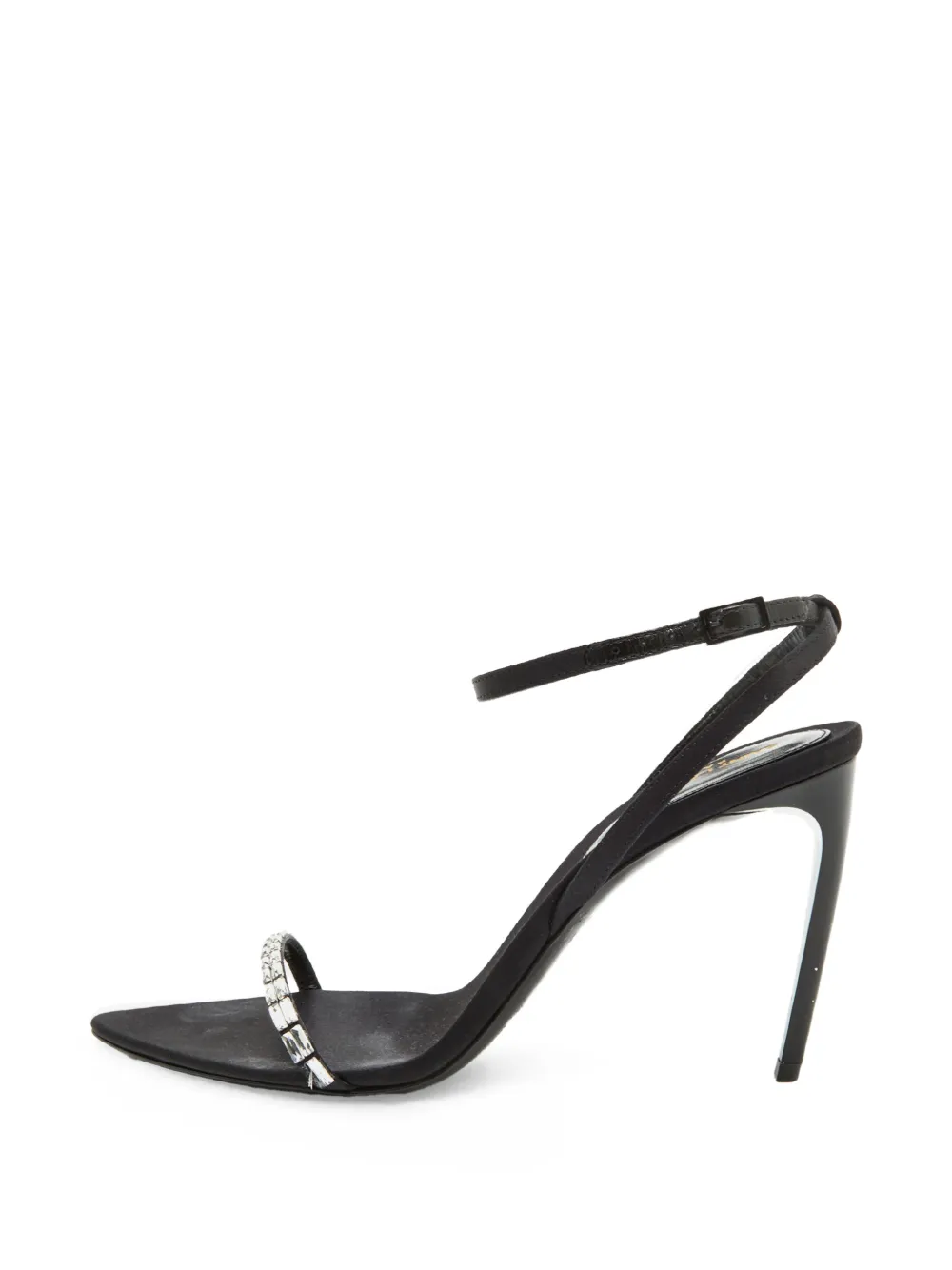 Saint Laurent Pre-Owned crystal-embellished satin heeled sandals - Schwarz