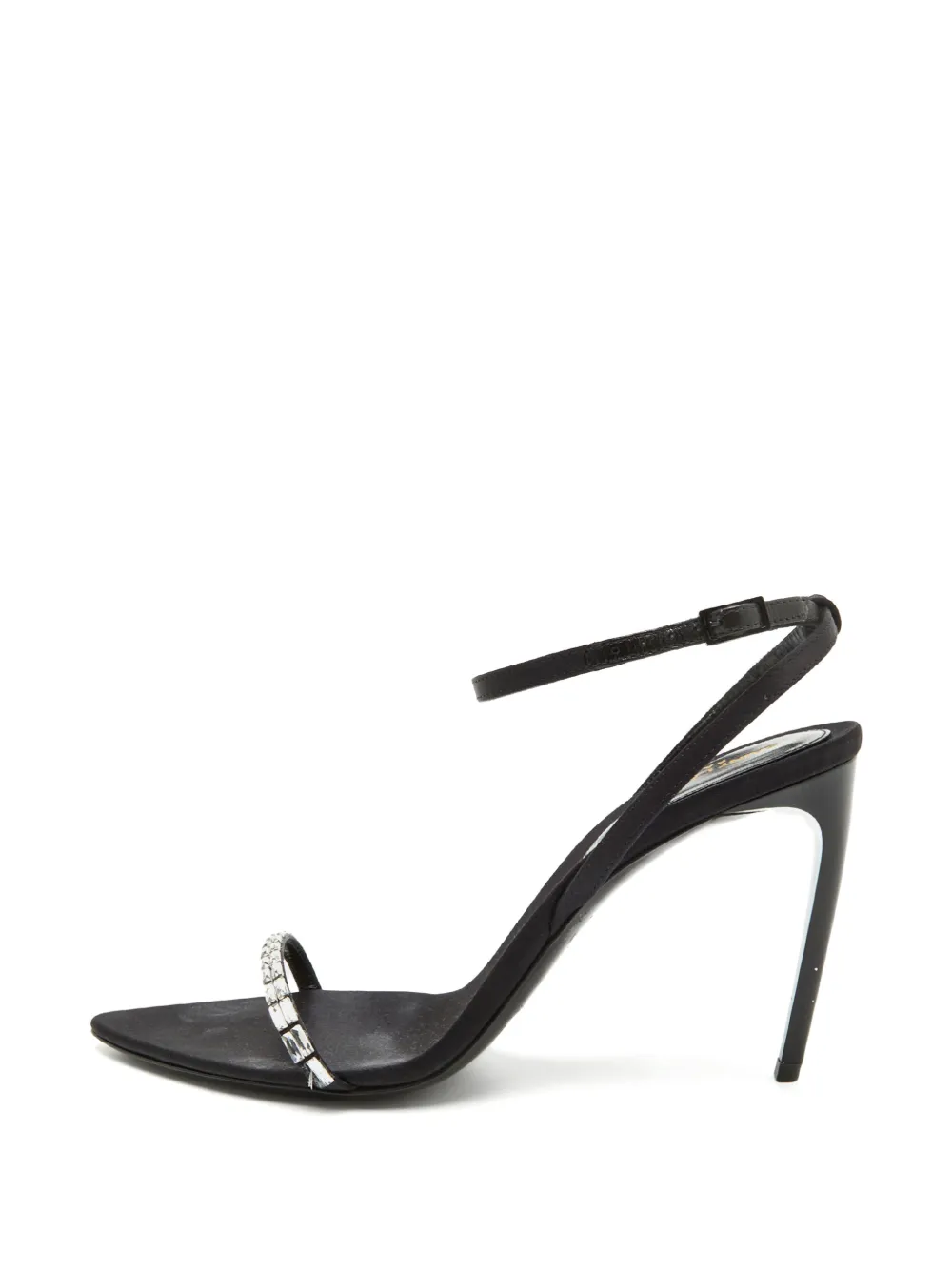 Saint Laurent Pre-Owned crystal-embellished satin heeled sandals - Nero