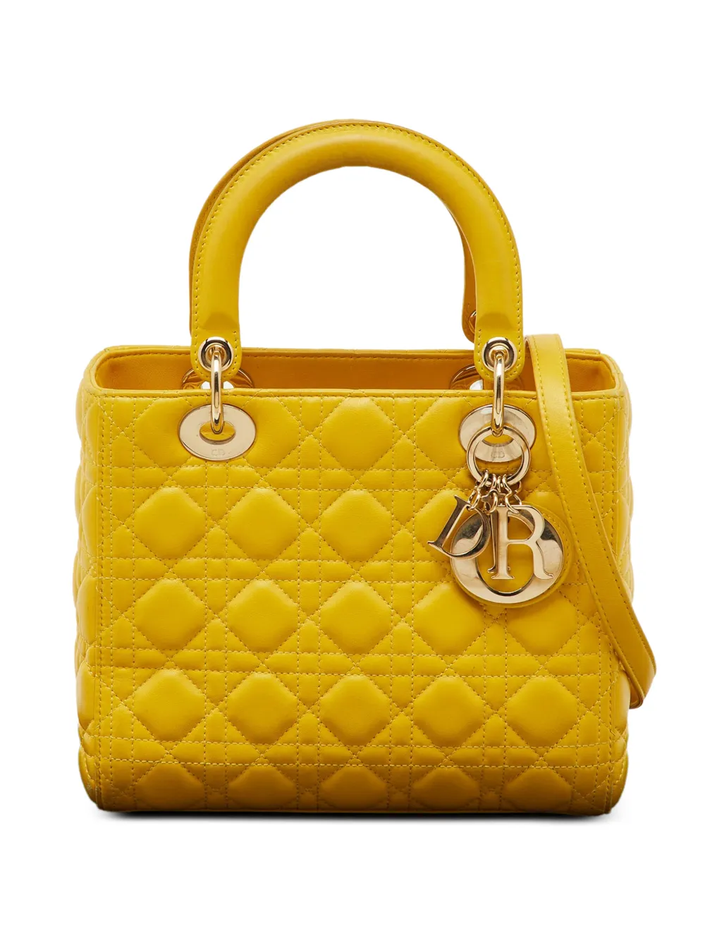Christian Dior Pre-Owned 2013 medium Lady Dior Cannage handbag - Yellow