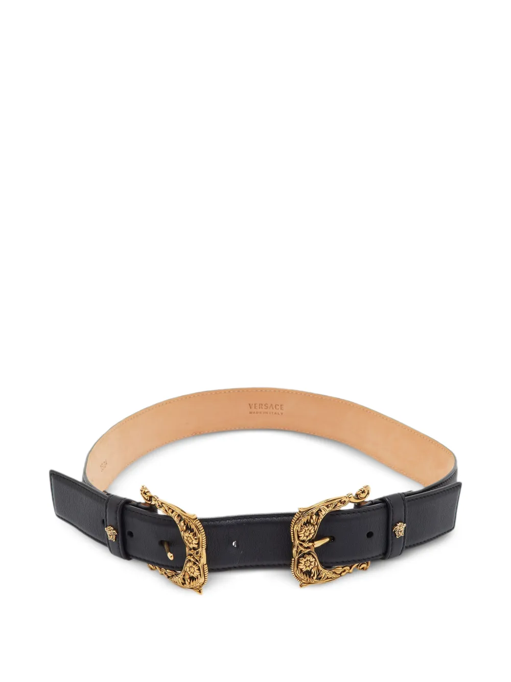 Versace Pre-Owned Baroque double buckle belt - Nero
