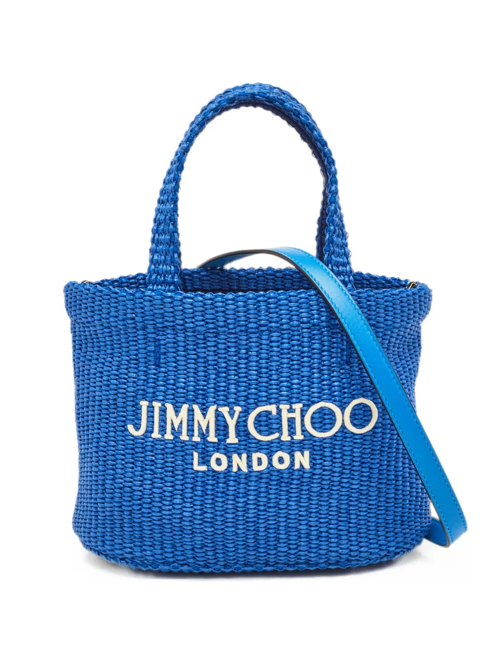Jimmy Choo Pre-Owned Beach Mini woven handbag - Blu