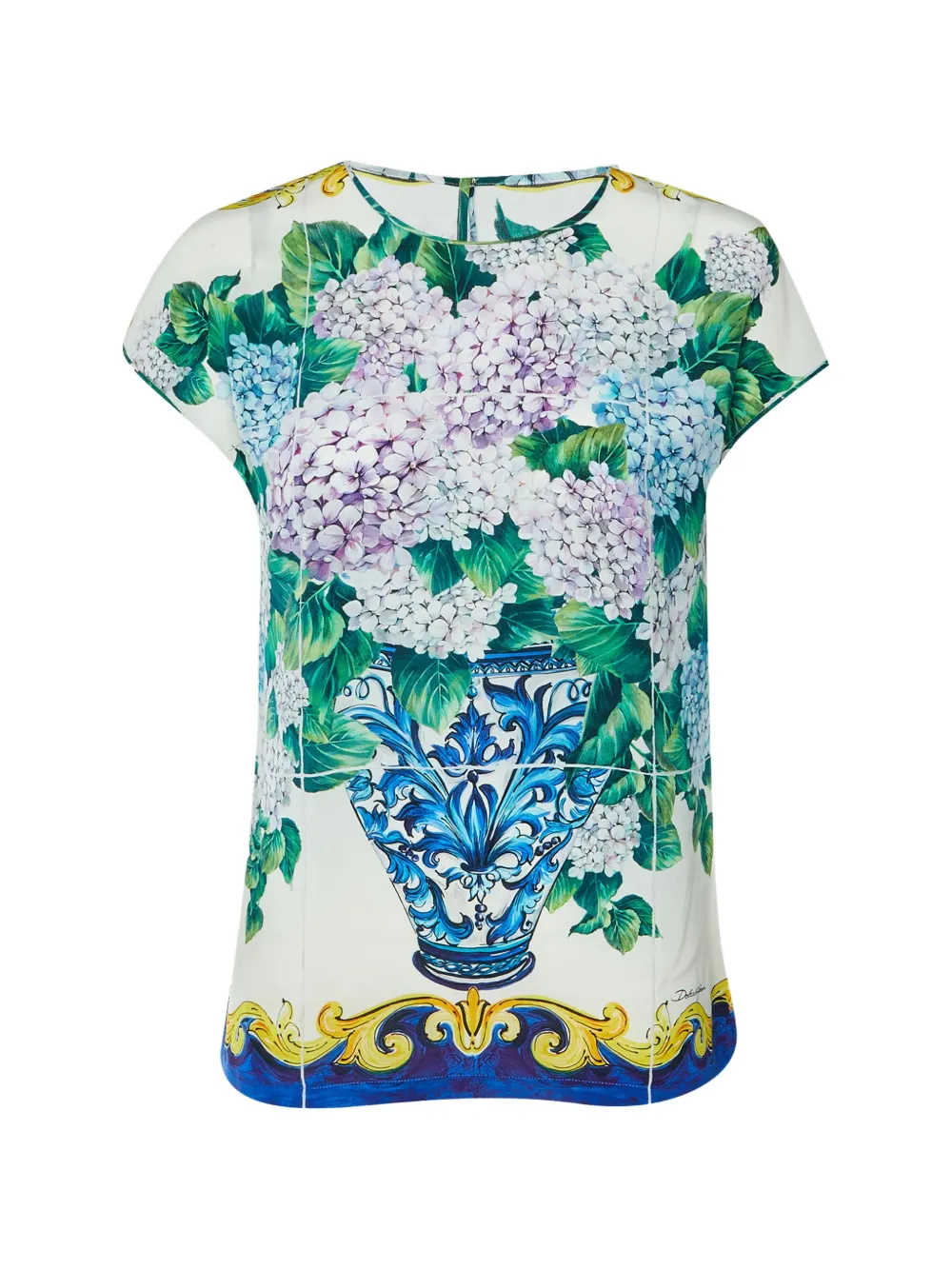 Dolce & Gabbana Pre-Owned Ortensia-print silk blouse - Bianco