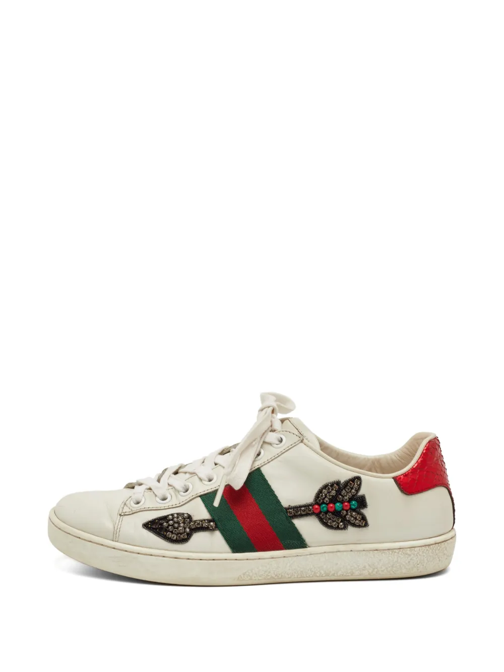 Gucci Pre-Owned Ace Web leather sneakers - Weiß