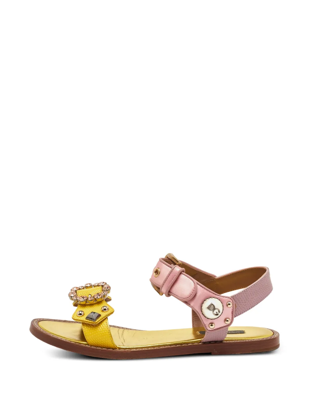 Dolce & Gabbana Pre-Owned embellished lizard-effect sandals - Giallo