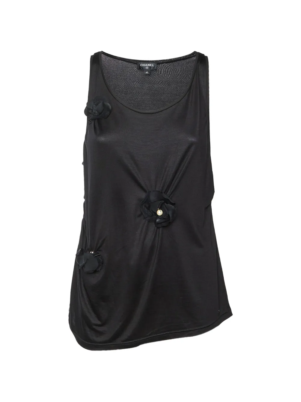 CHANEL Pre-Owned floral appliqué tank top - Nero