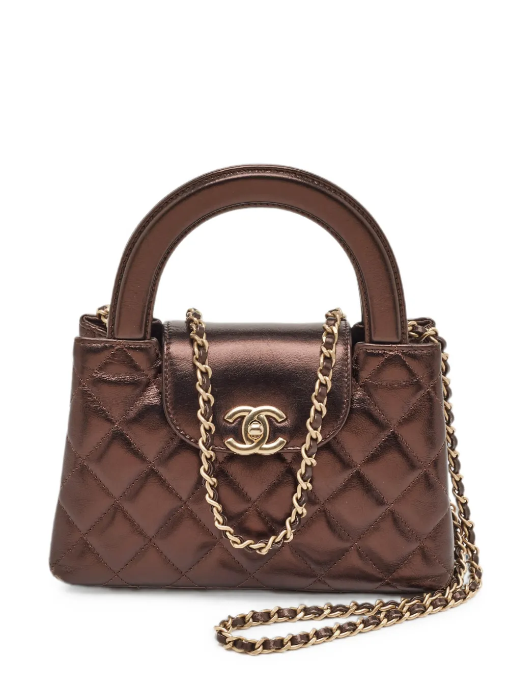 CHANEL Pre-Owned Borsa tote Kelly trapuntata mini - Marrone
