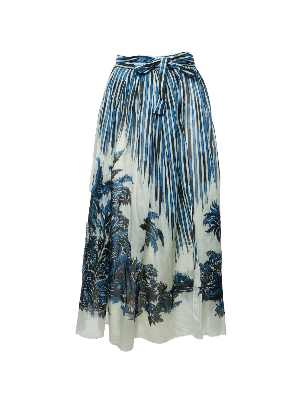 Christian Dior Pre-Owned palm tree-print wrap midi skirt - Blu
