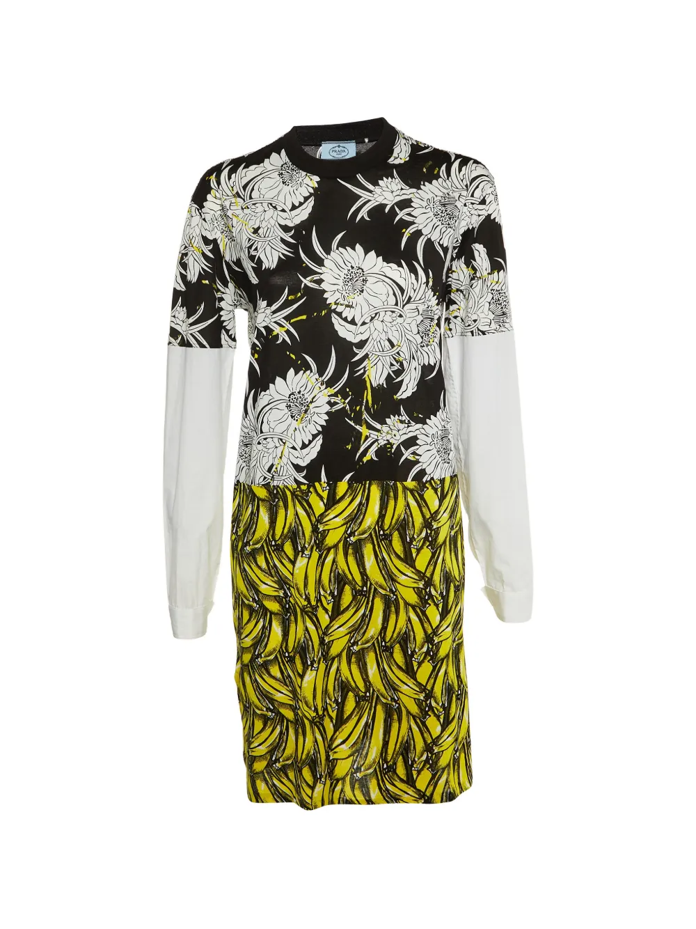 Prada Pre-Owned Banana-print floral-print mini dress - Giallo