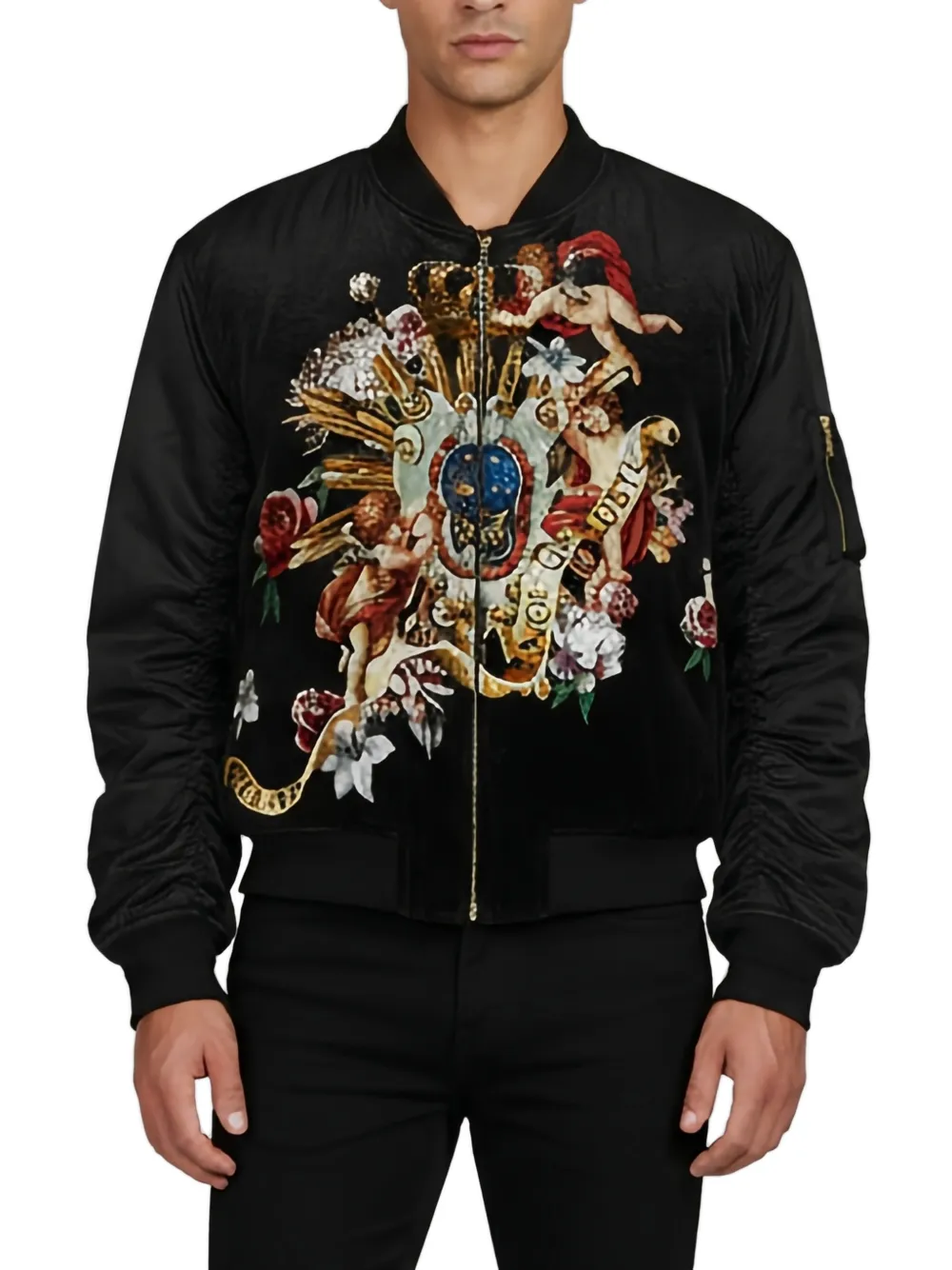 Dolce & Gabbana Pre-Owned Baroque Angels-print bomber jacket - Nero