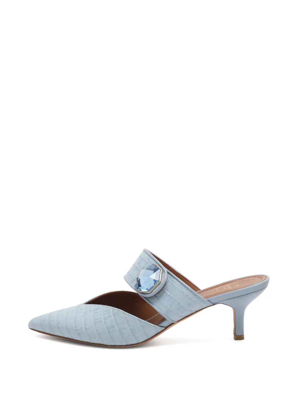 Malone Souliers Mules in pelle goffrata effetto coccodrillo con cristalli - Blu