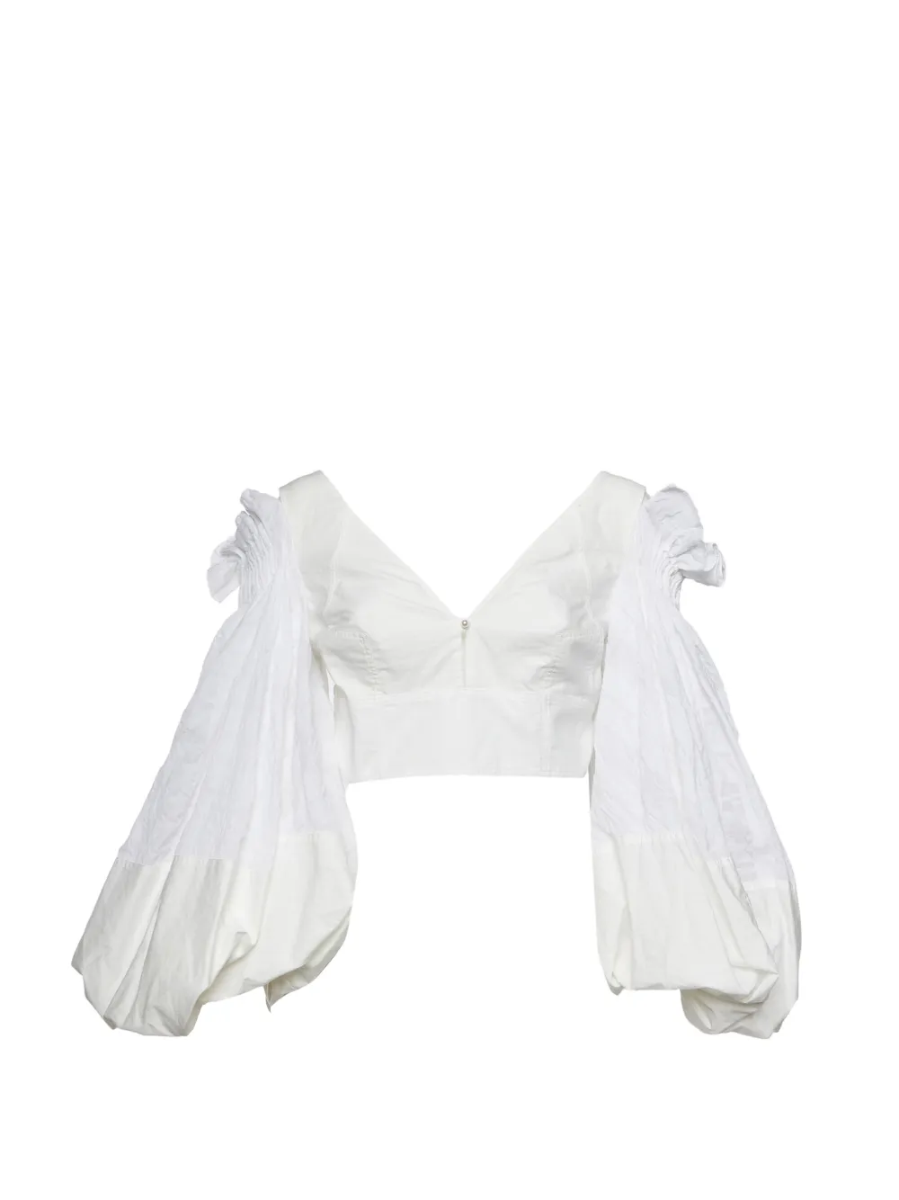 Loewe Pre-Owned balloon-sleeve crop top - Bianco