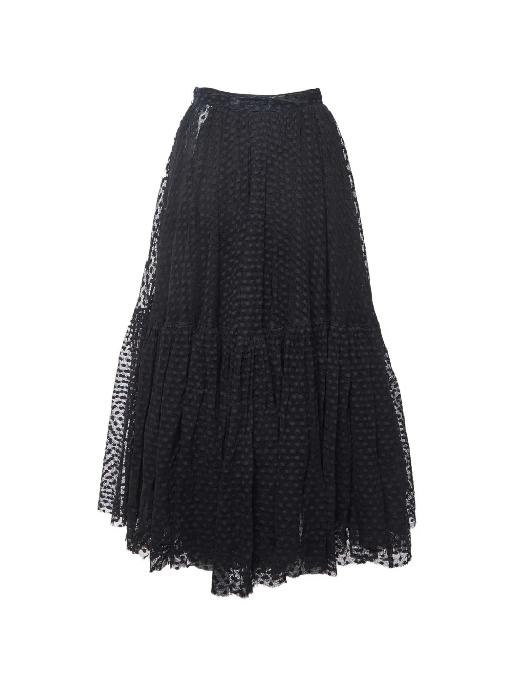 Christian Dior Pre-Owned dotted tulle gathered midi skirt - Nero