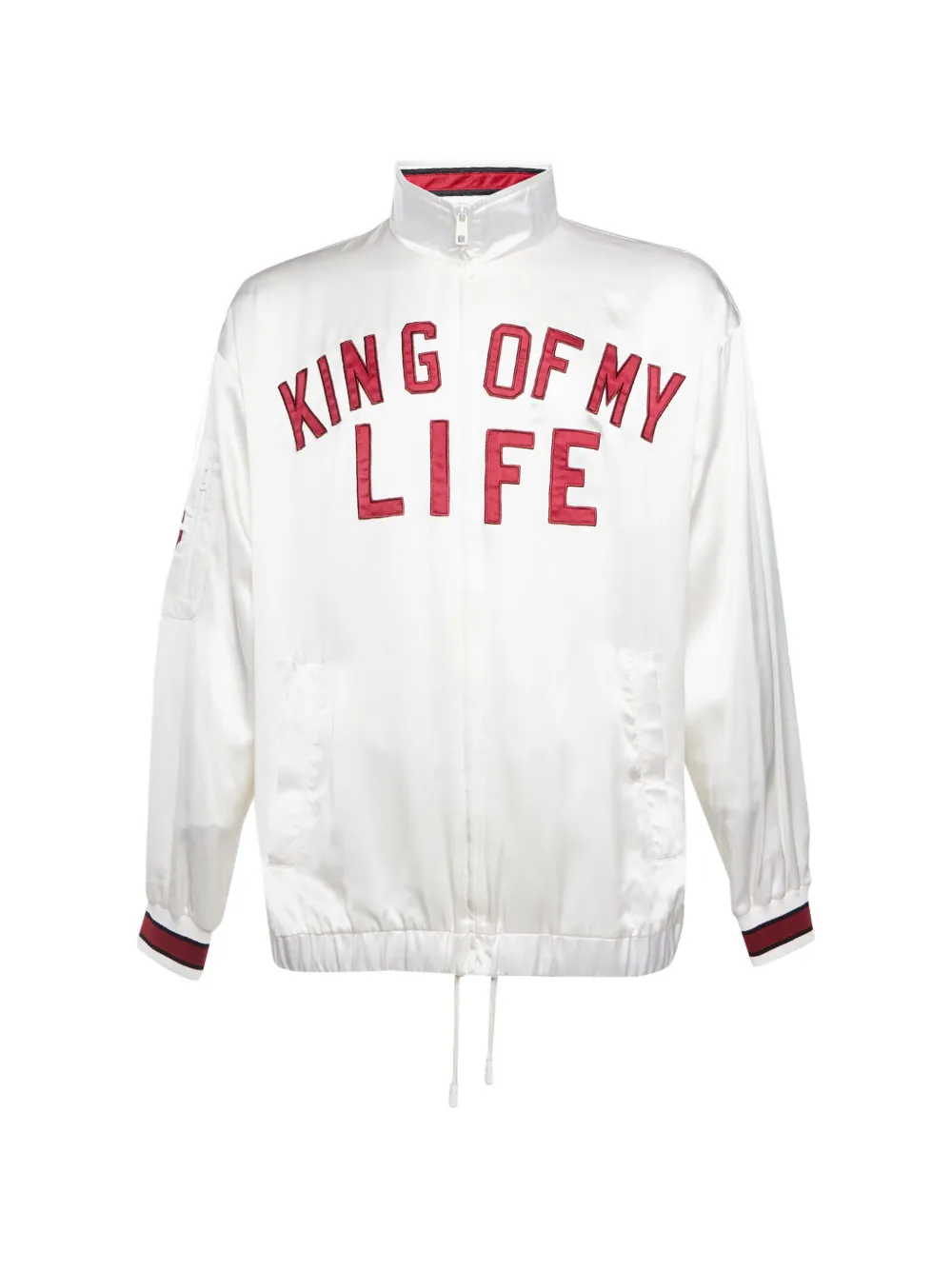 Dolce & Gabbana Pre-Owned embroidered-slogan satin bomber jacket - Bianco