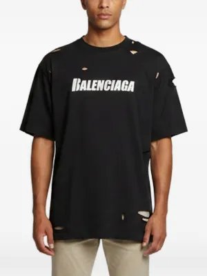 Balenciaga Pre-Owned Music Archive Distressed T-shirt | Black