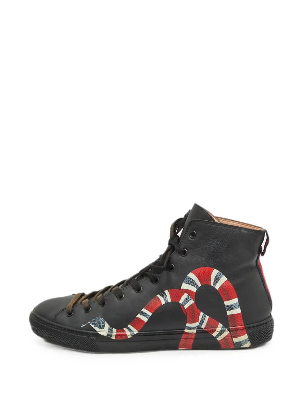 Gucci Pre-Owned Kingsnake print leather sneakers - Schwarz