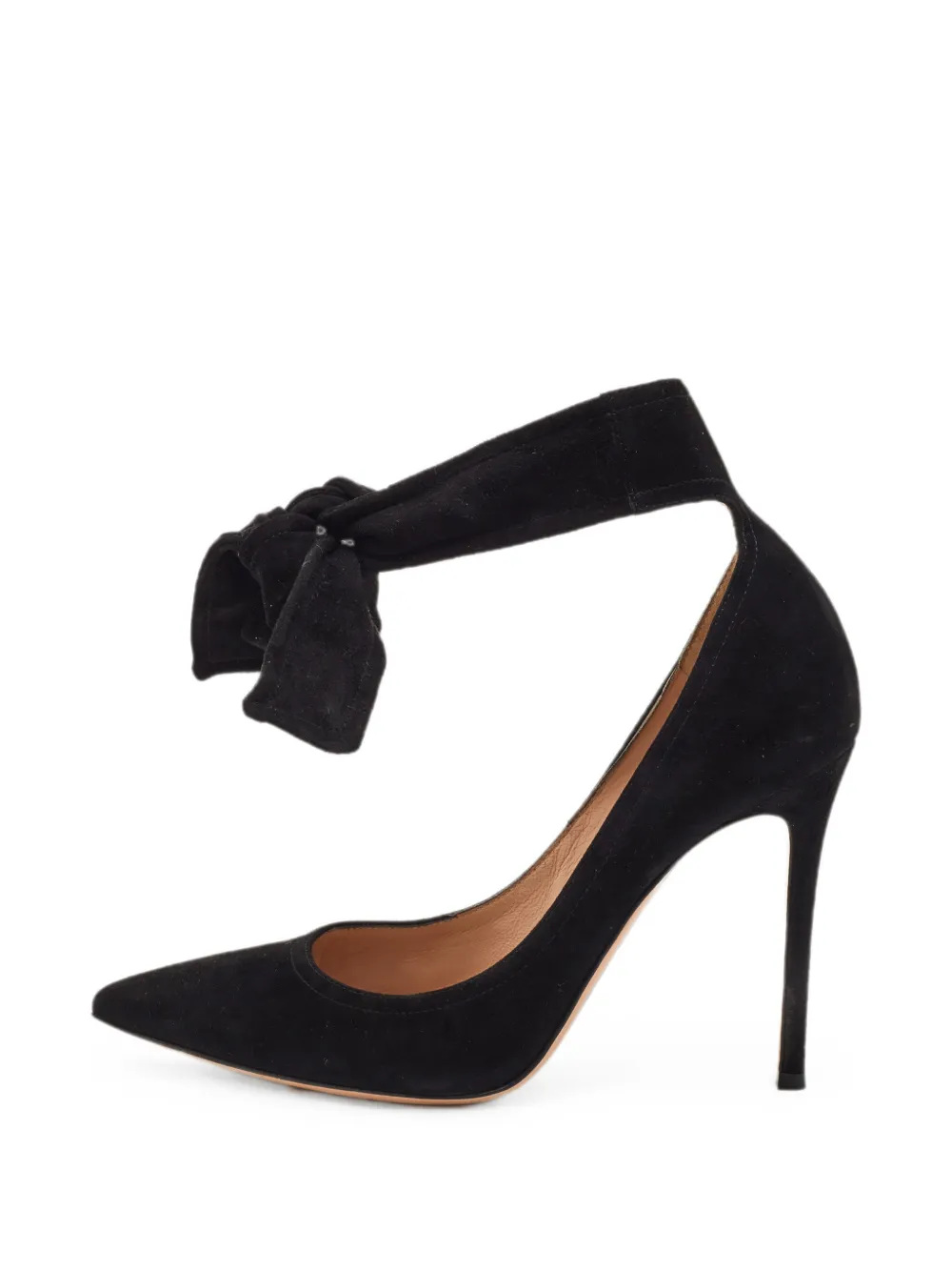 Gianvito Rossi bow-detail pointed-toe suede heeled pumps - Schwarz